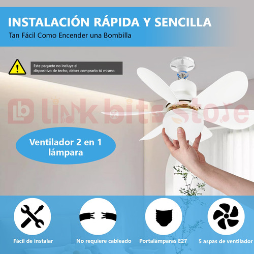 Abanicos De Techo Moderno Con Lampara Led 16.5pulgada 4pzs