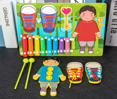 Juego Didáctico Tablero Madera Xilófono Pasador Encaje -653