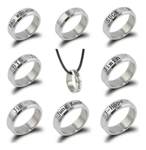 Cristal Piedra Letras Talla Anillo Anillo Bts Anillos Regalo