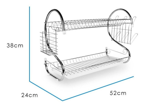 Imagen 2 de 5 de Escurridor De Platos Trastes 2 Niveles Grande Acero Inoxidab