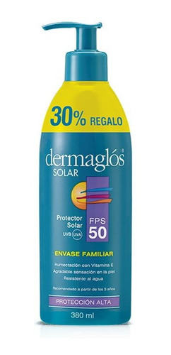 Protector Solar Dermaglos Envase Familiar Fps 50 380 Ml