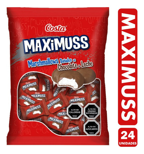 Maximuss  Marshmallows Bañados En Chocolate 24 Unidades