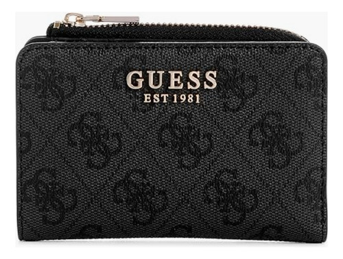 Guess laurel cartera de mujer cierre cremallera zipper color coal logo