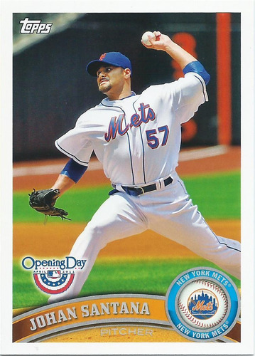 Barajita Johan Santana Topps Opening Day 2011 #25 Mets