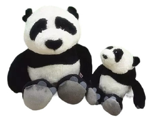 Familía Nici Pelúcia Panda Mamãe 35cm + Filhote Com 15cm