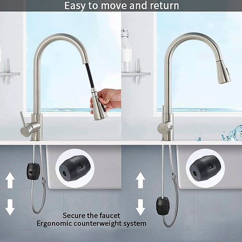 Llave Grifo Monomando Lavaplatos Extensible Niquel