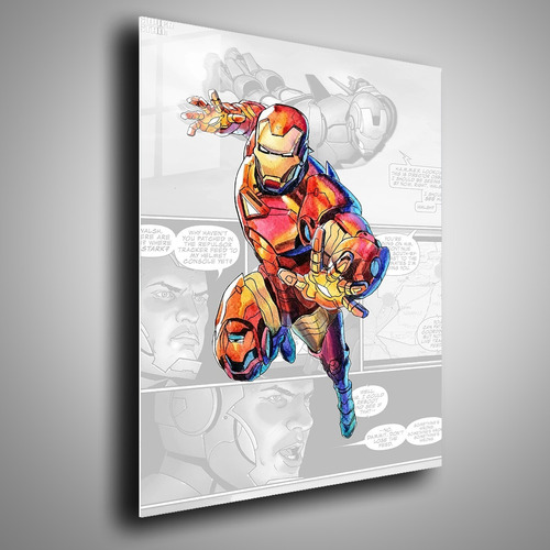 Cuadro Metálico Iron Man Marvel Comics Art 40x60cm