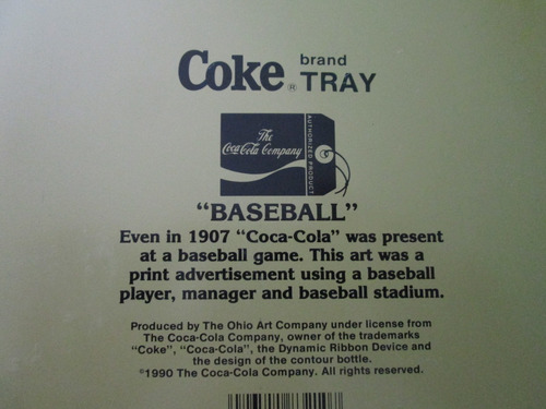 Antigua Charola De Coca-cola Juego De Beisbol En 1907 (Usado)