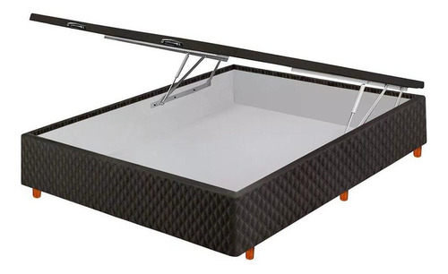 Base Box Baú Para Cama Casal 138x44cm Suede Cristalflex Cor Preto