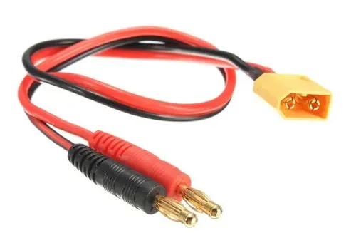 2 Cables De Carga XT60 A Banana 4 Mm – 14 AWG Y 30 Cm, Para Baterías Lipo Y Modelos RC