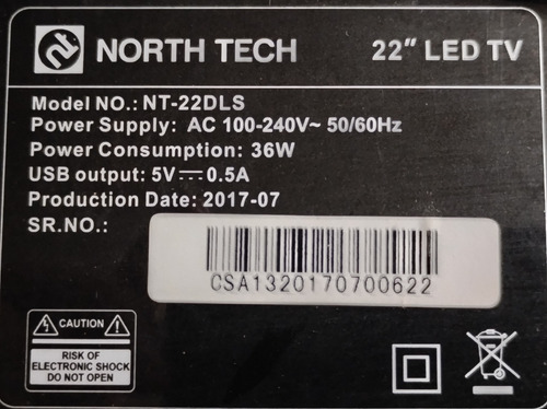 2 Tiras De Led Kit Completo Tv Led North Tech Nt-22dls (Usado)