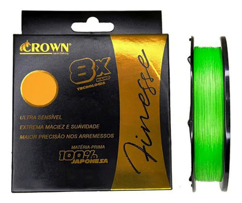 Linha Multfilamento Finesse 8x 0,26 Mm 300mts - Crown Cor Verde