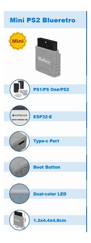 Adaptador Ps1 Ps2 Controles Bluetooth Ps5 Xbox Wii 8 bits Color Negro