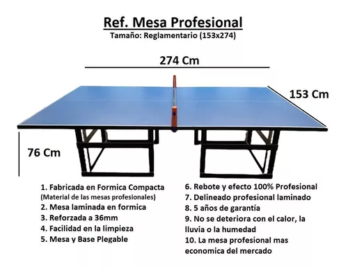 Medidas mesa Ping Pong Tamaño y dimensiones oficiales, mesa de ping pong  medidas 