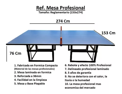 OFICAD - Tenis de Mesa. Medidas y dimensiones