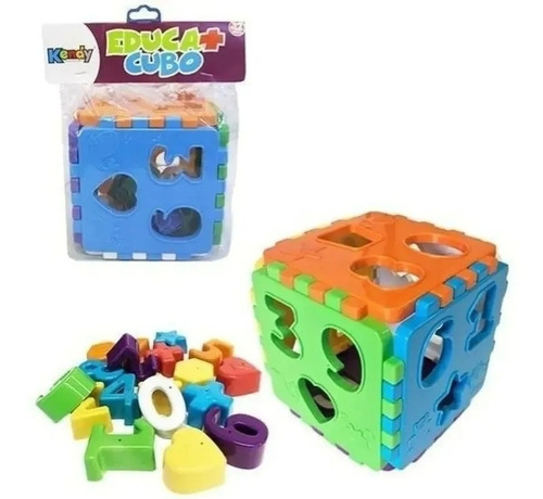 Kit 2 Brinquedos Cubo Didático Bloco Montar + Letras Números