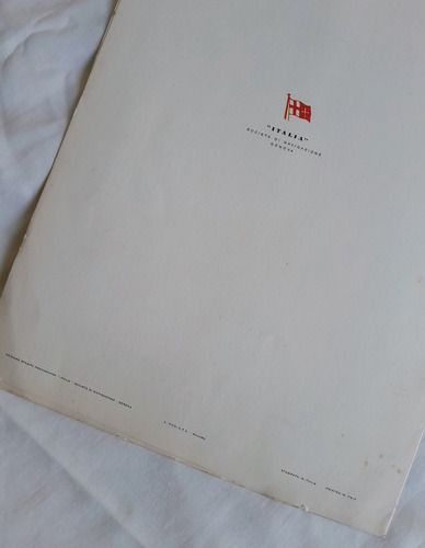 Antiguo Menu Barco Italia Primera Clase M. Vellani Marchi (Usado)