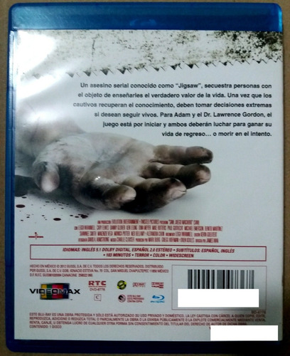 Saw 1 Juego Macabro Blu Ray Original Película De Terror (Usado)