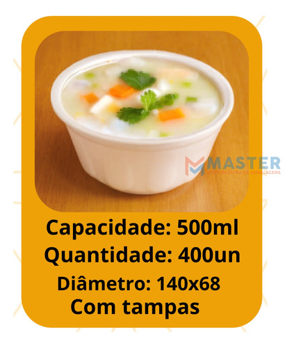 Imagem 2 de 6 de Embalagens Isopor 500ml Para Caldos Quentes E Sopa C/400un