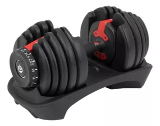 Pesa Mancuerna Ajustable Gym Diferentes Pesos 2.5 A 24 Kg Color Negro con rojo