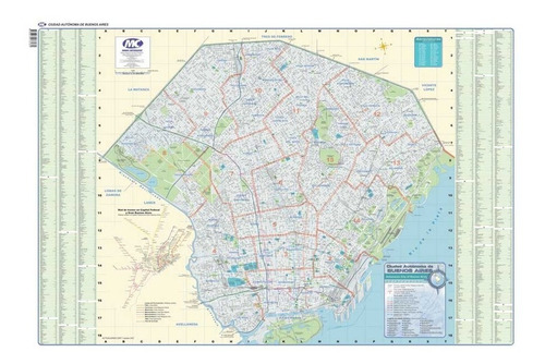 Mapa Mural Caba (con Los Barrios Y Calles) 95x65 Cm