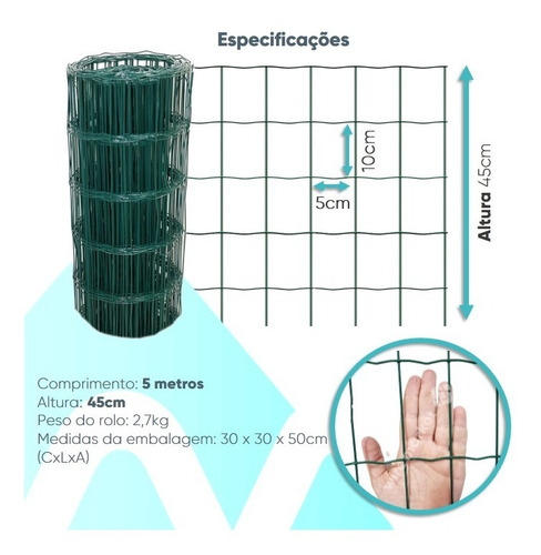 Imagem 2 de 5 de Tela Cerca Decorativa Para Jardim Horta Verde 5 X 0,45m