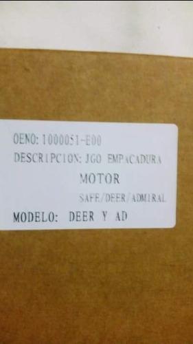 Juego De Empacaduras De Motor Admiral, Deer Y Safe 