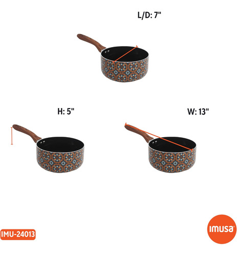 Imusa 2 Cuartos Talavera Nonstick Saucpan Con Asa De Madera,