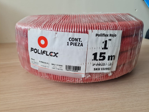 Rollo De Manguera Poliflex Plastico De 1 Pulgada Color Rojo