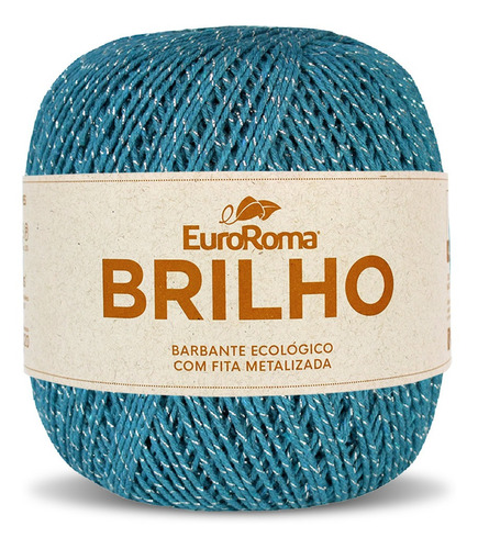 Barbante Brilho Prata 400g N°6 4/6 Fios 406m Euroroma Cor Azul-petróleo