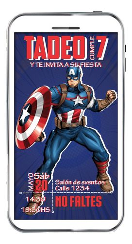 Invitación Digital Capitán América #1 Tarjeta Digital