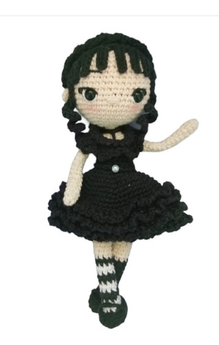 Merlina Adams Muñeca Amigurumi, Vestido De Fiesta