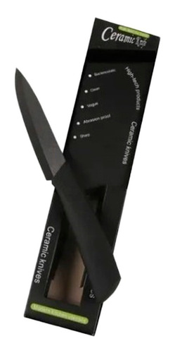 Cuchillo Cuchilla Ceramica Hoja 10 Cm Negro Utensilio Knives