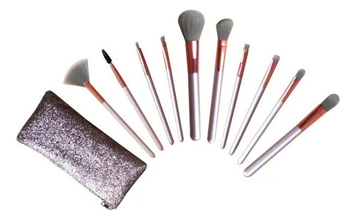Juego De Brochas Cosmetic Lab Total Beauty Silver 11 Piezas
