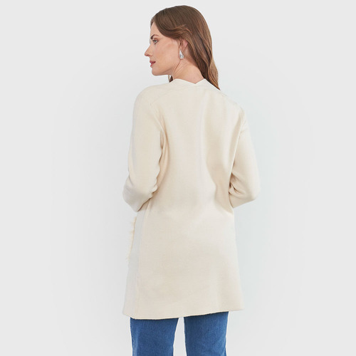 Sweater Mujer Cárdigan Flecos Ecru Corona