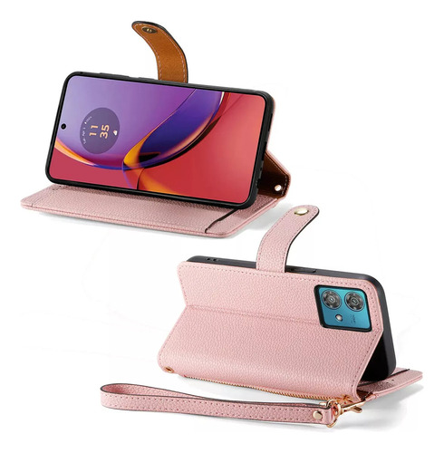 \ Funda Tipo Cartera De Piel Ranurada Con Cremallera Love \
