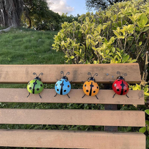 4x Garden Ladybug Ornamentos De Pared Decoración De La