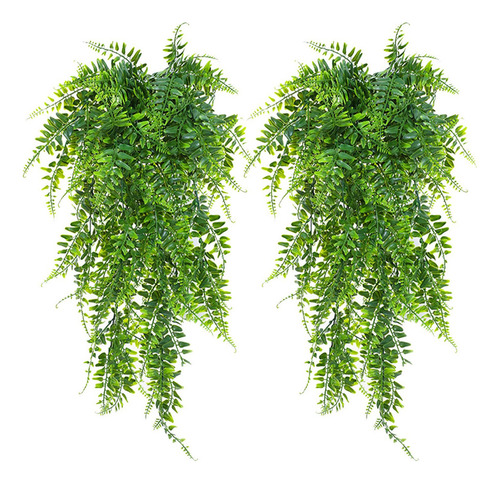 2 Plantas Colgantes Artificiales Con Forma De Helecho, Plást
