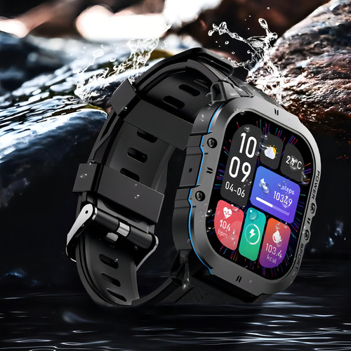 Funda impermeable para reloj inteligente Lemfo C26 con Bluetooth Call, color negro y azul