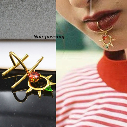 Anillo Para Labios Falso, Piercing De Labret Falso, Sin Pier