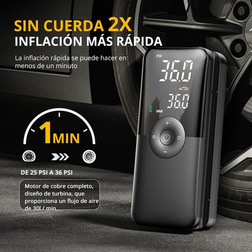 Compressor Portátil Para Pneu 30l Min Com Luz Led