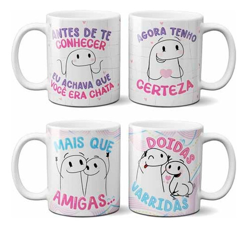 Artes Flork Amizade Amigos Amigas Sublimação Canecas