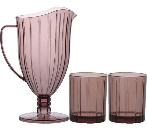 Set de tarros acrílicos Liv de 1,6 l y 6 vasos de acrílico de 350 ml, color violeta