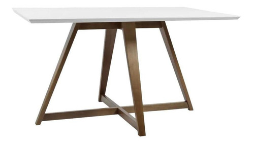 Mesa De Jantar Lizzi Com Pés Cruzados 1,60m Branco/castanho 