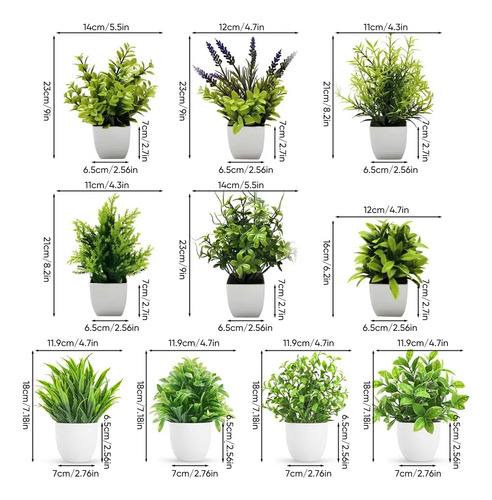 10 Piezas Plantas Artificiales En Maceta Decorativas Hogar