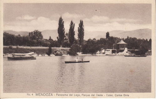 Antigua Postal Birle Panorama Del Lago Parque Oeste Mendoza