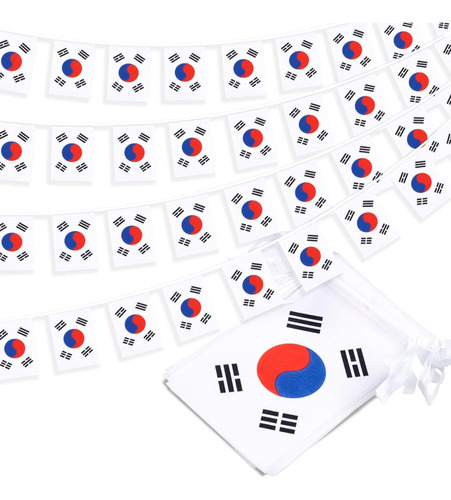 Banderas Rectangulares Corea Del Sur 32 Banderines 21x14 Cm