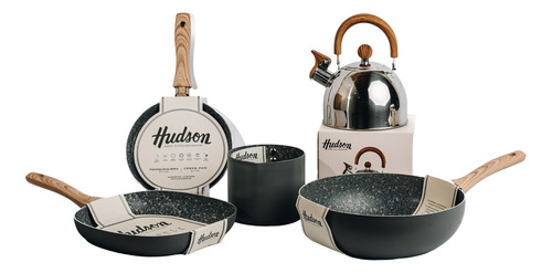 Set Hudson Granito Bifera Panquequera Wok Jarro Pava 5pz