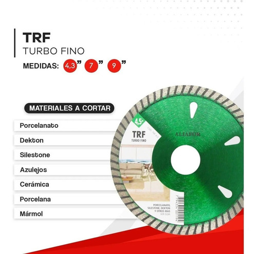 Discode corte Aliafor Turbo fino 115mm x 1.2mm color verde x 1 unidad