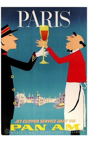 Lienzo Tela Canvas Poster Pan Am Paris Publicidad Aviación